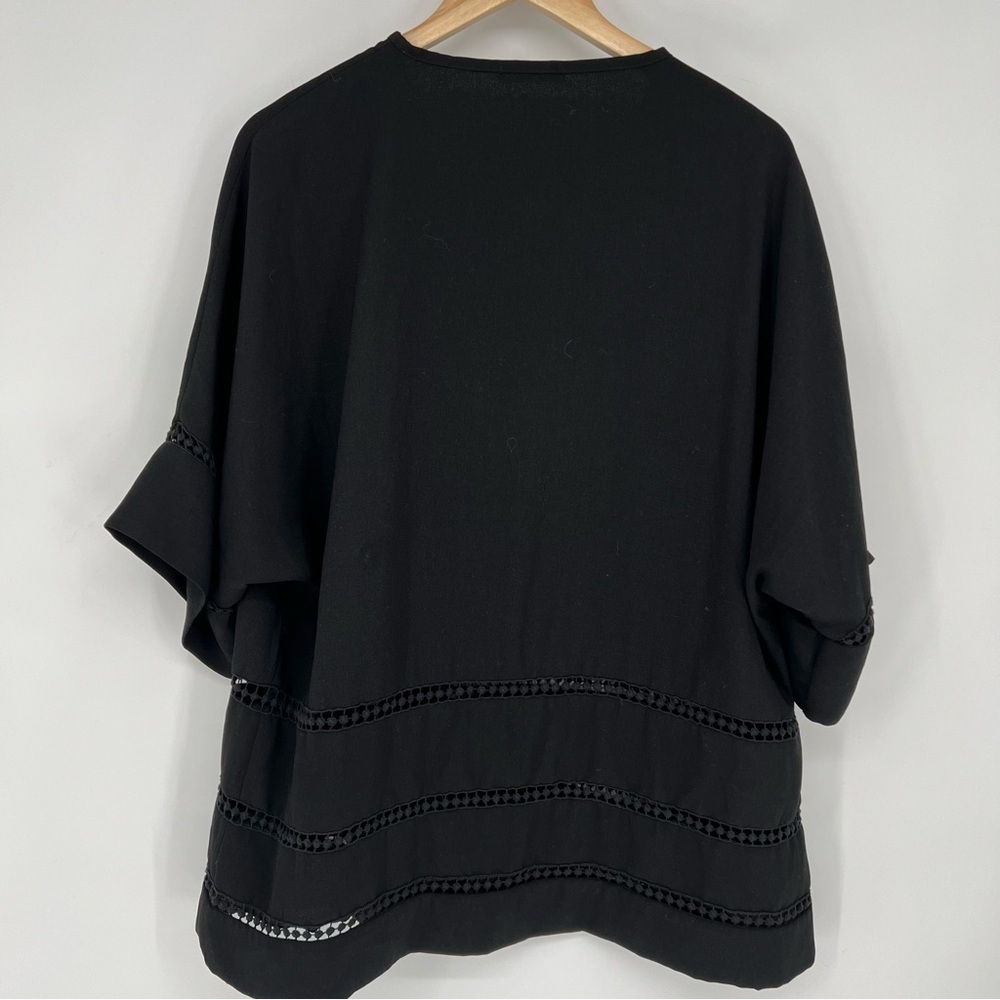 Maette Womens Tunic Top‎ Black 3/4 Sleeve V Neck Lace Pullover Blouse L - Picture 8 of 13